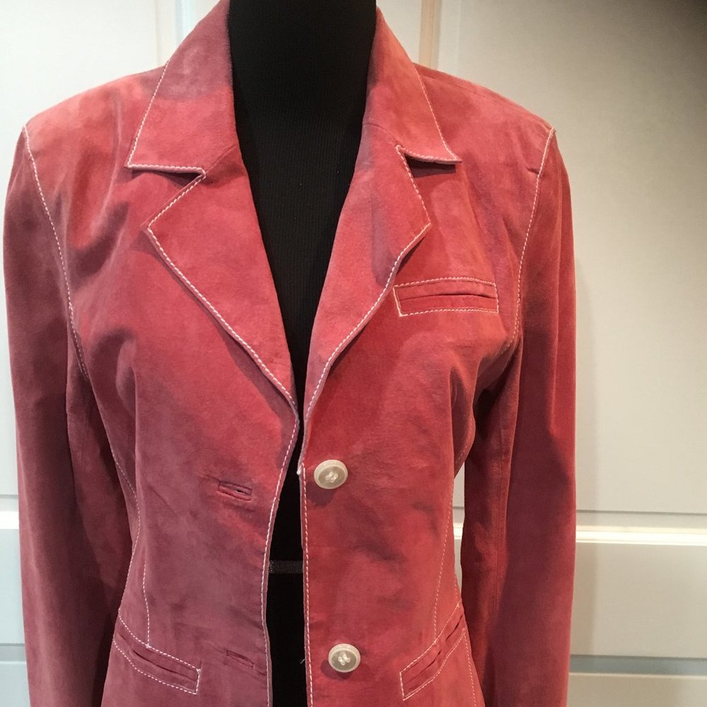 Rose Colored Leather Suede Blazer -Fully Lined - 6